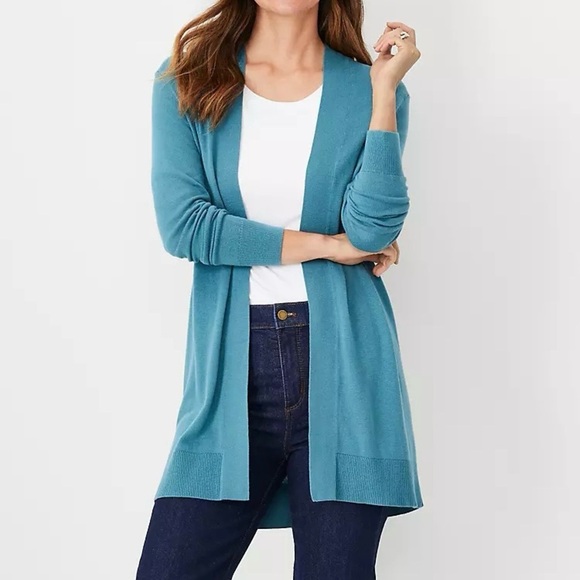 Ann Taylor|Teal Green Open Front Knit Cardigan Sz S - Picture 1 of 4